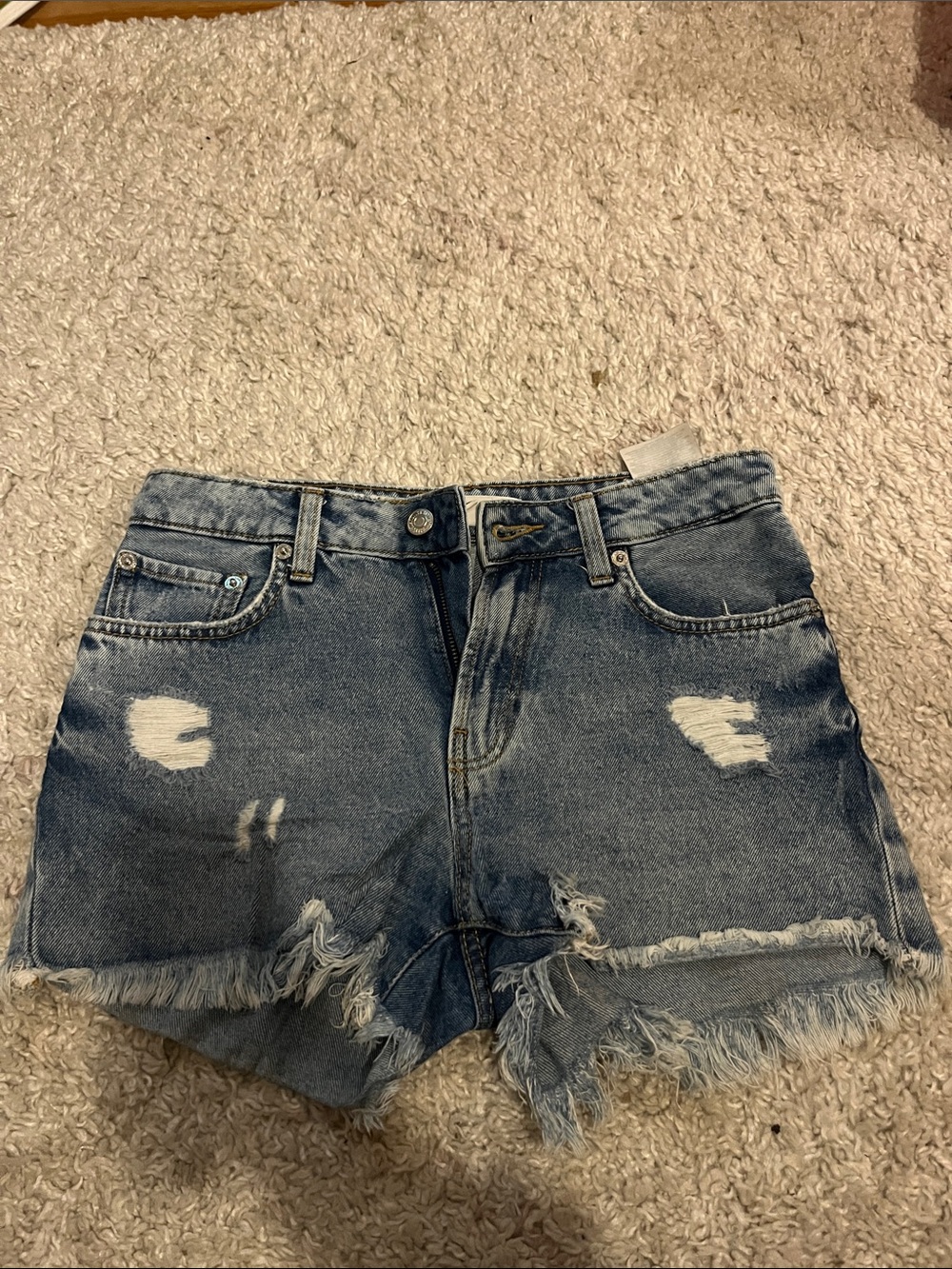 Denim Distressed High-Waist Women’s Shorts - Blue